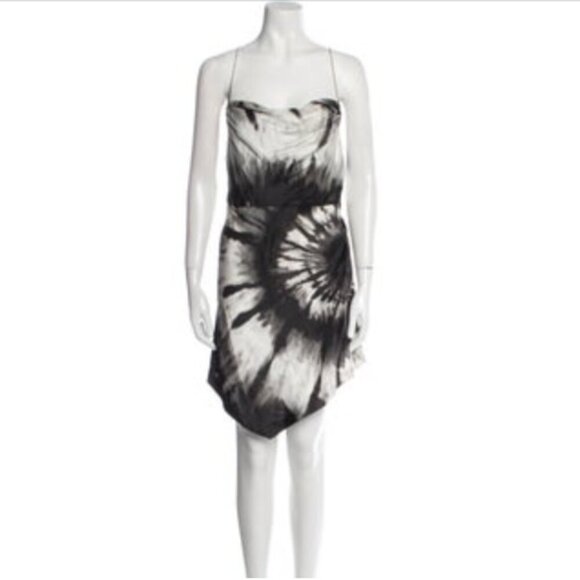 Retrofete Auris Dress Size Medium Tie Dye Silk Asymmetric Sleeveless Mini Black - Picture 14 of 14